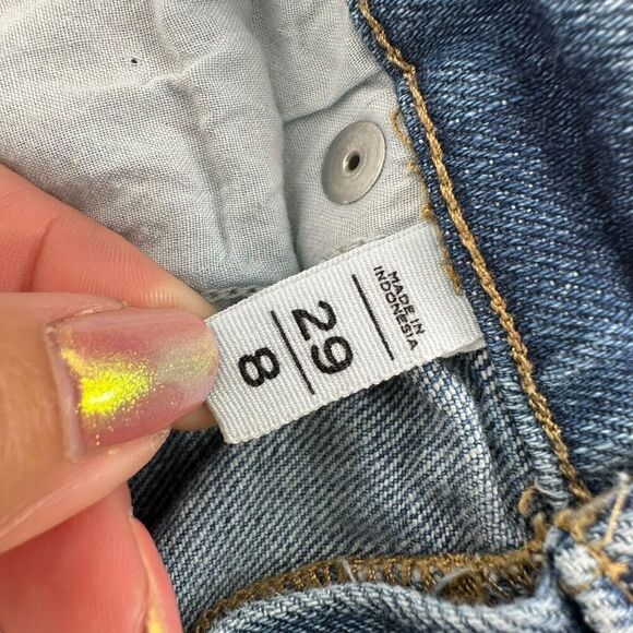 LOFT Jean Shorts Stretch Denim Size 8 29 In Waist Mid Rise Boho Striping Blue - Picture 4 of 6